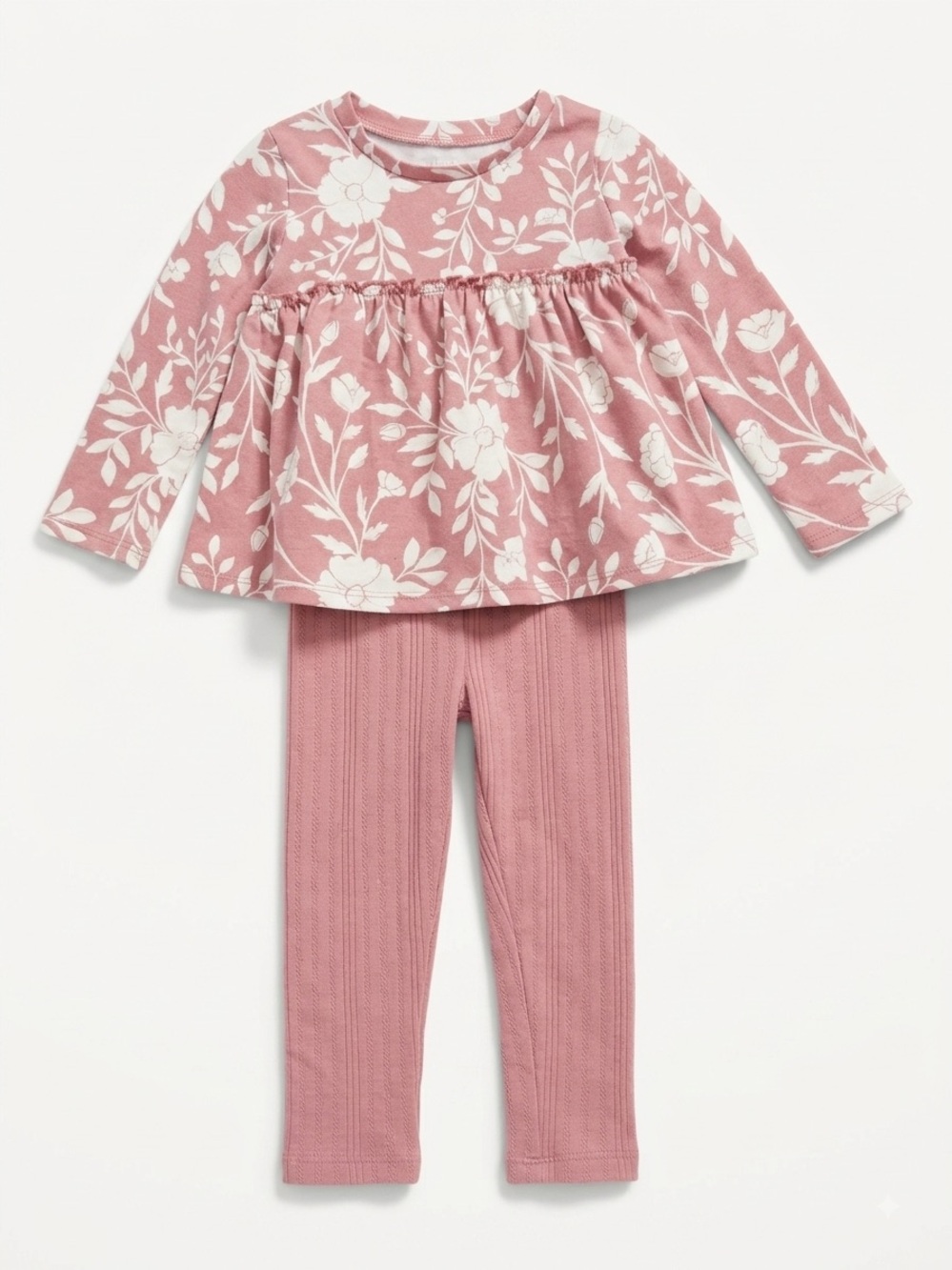 Members Mark Pink Floral Top and Ribbed Leggings Set
